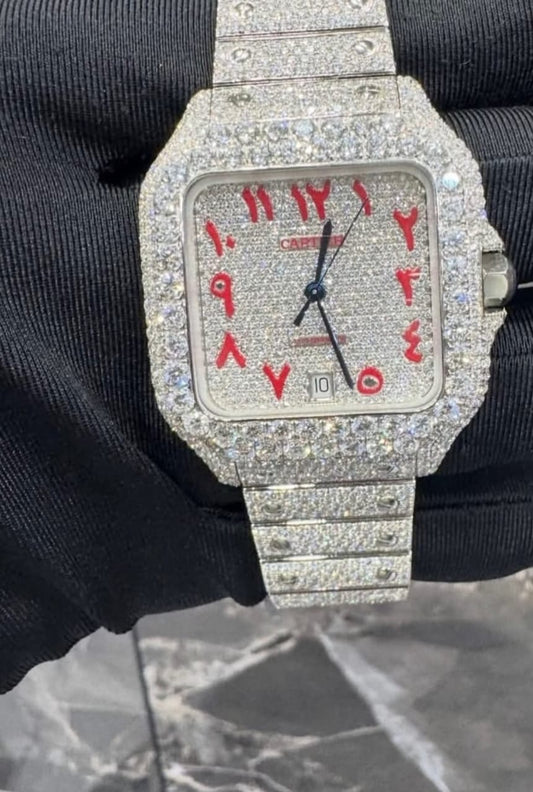 Red all white Cartier Arabic dial