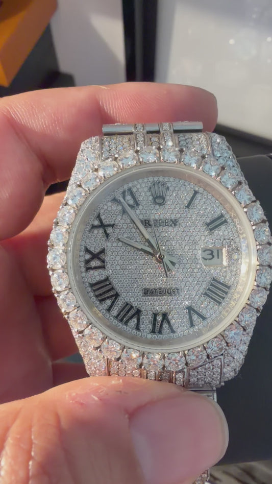 All White DateJust Moissanite VVS